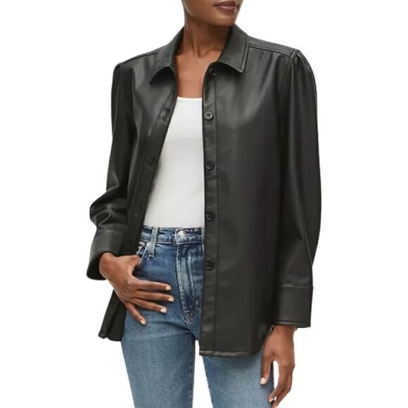 New! Michael Stars Babe Faux Leather Shirt Jacket Shacket